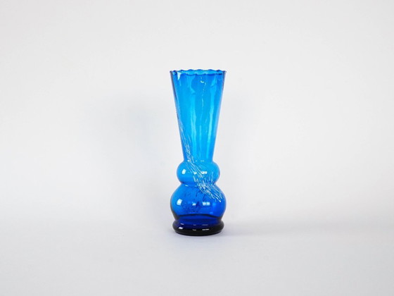 Image 1 of Blue glass vase, Danish design, 1960s, made in Denmark