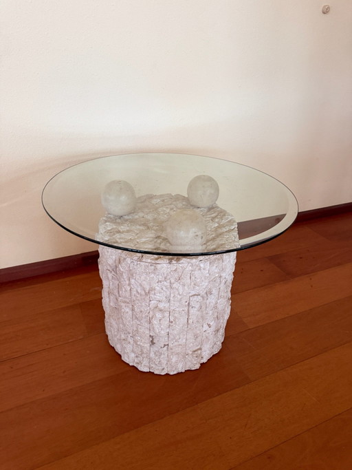 Vintage fossil stone coffee table Pierre Magnussen Ponte