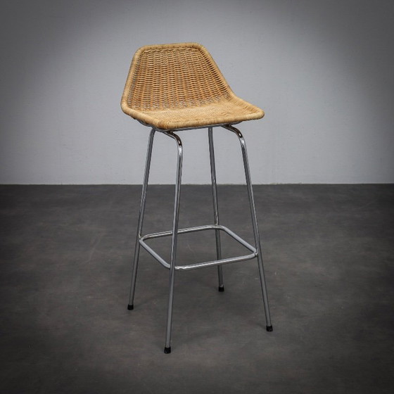 Image 1 of Set of 5 Rattan Bar Stools by Rohé Noordwolde, Netherlands, 1960s