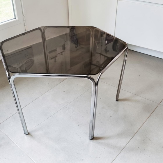 Dream Vintage Space Age Hexagon Chrome Glass Dining Table Gastone Rinaldi 1970s (photo 4 of 9)