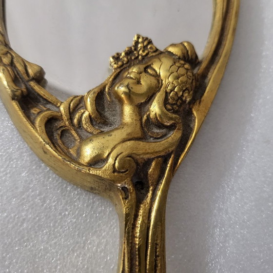 Image 1 of Espejo de mano Art Nouveau, bronce, alrededor de 1900