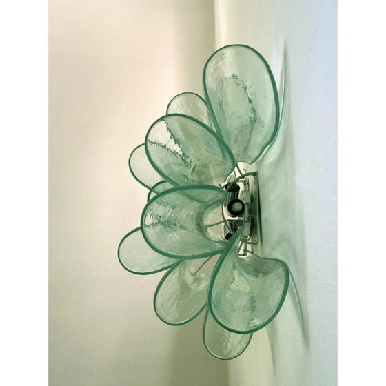Image 1 of Coppia di applique italiane contemporanee in vetro di Murano “Selle” con tonalità verde acqua