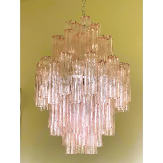 Image 1 of Lustre contemporain en verre de Murano rose « Tronchi »