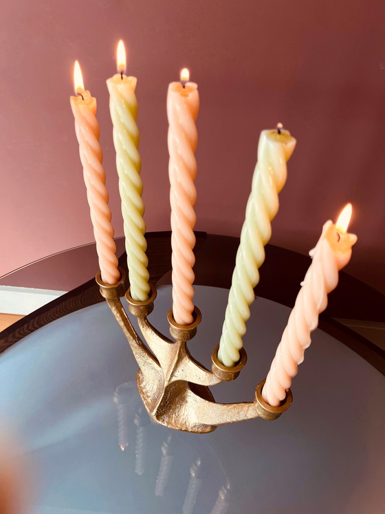 Image 1 of Pièce unique ! Chandelier en laiton Van Gilde style milieu du siècle