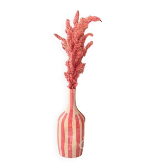 Vaso a bottiglia artigianale rosa a righe – Vasi, Porcellana, Ceramica, Scandinavian (photo 6 of 6)