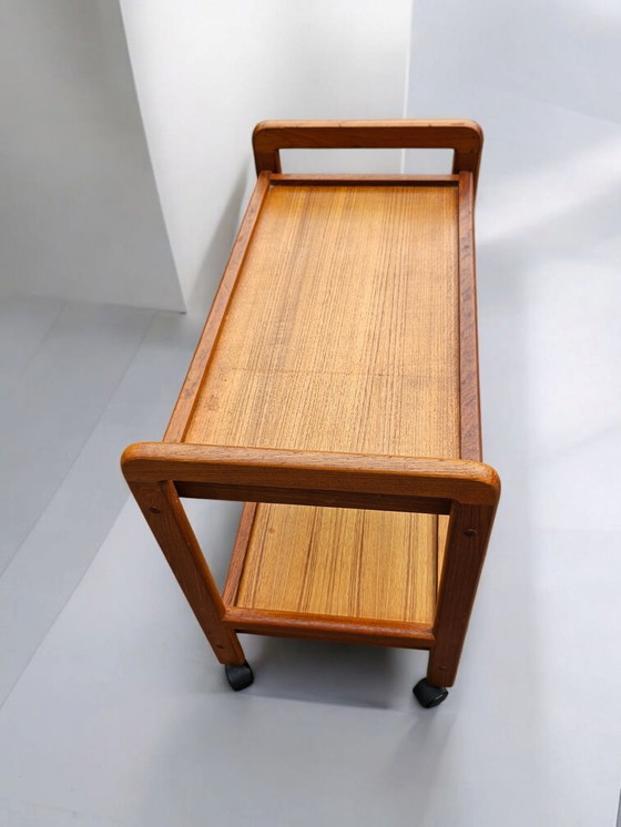 Image 1 of Mid - Century Danish teak side trolley bar trolley serving trolley with removable tray 1960s
