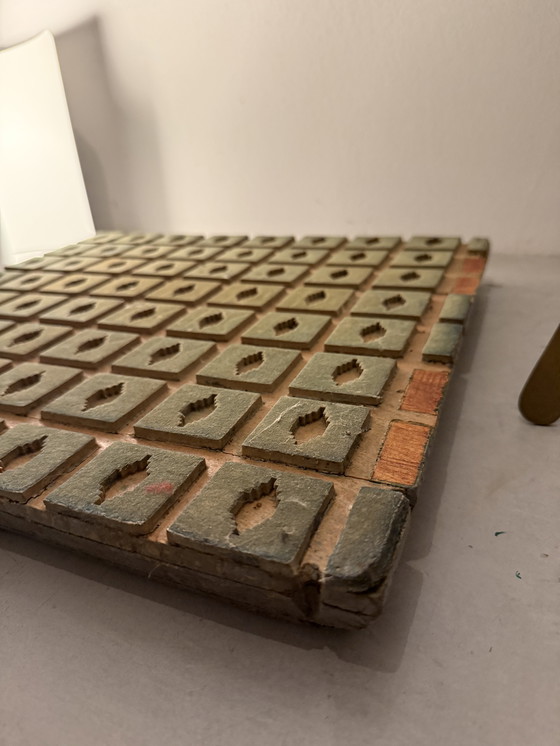 Image 1 of Großer Textilstempel | handgeschnitzter Druckstock | Industriekulturerbe | einzigartiges Wandobjekt