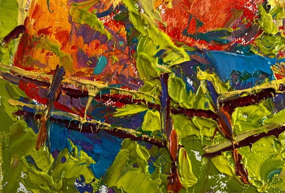 Image 1 of Original Oil Painting Summer Day Landscape Moments of happiness under the blue sky