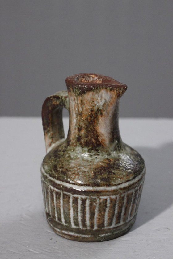 Image 1 of Olivier Pettit Lamp base in chamotte clay with incised geometric decoration, 1960s