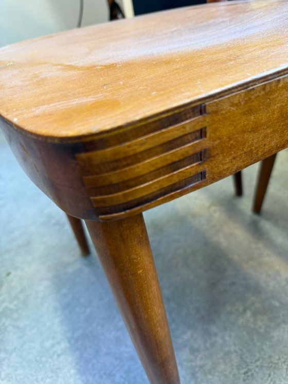 Set di 4 sedie da pranzo vintage Mid-Century con schienale a fuso – ca. 1962 – Legno (photo 5 of 15)