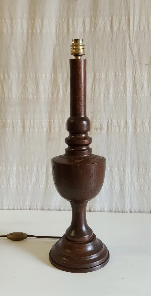 Turned Solid Wood Lamp Base - Mid-20th Century – tafellampen