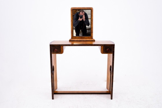 Image 1 of Ensemble coiffeuse + chaise Art déco, Pologne, Art déco, vers 1940.