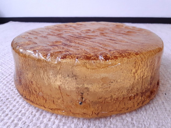 Image 1 of Suspension ronde en verre de RZB Leuchten, lampe de plafond vintage en verre avec relief.