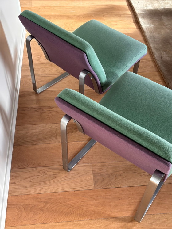 Cado Lounge chairs x 2 by Poul Henningsen Denmark, Side chairs, Chrome, Textile, mint (photo 11 of 12)