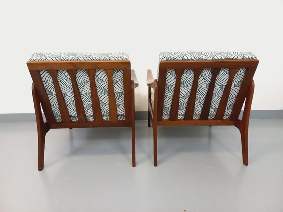 Image 1 of Pair of vintage Scandinavian armchairs by Arne Wahl Iversen for Komfort in teak and fabric from the 60s