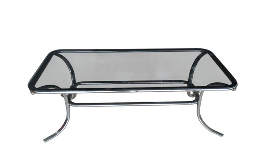 Table basse en verre de l'ère spatiale