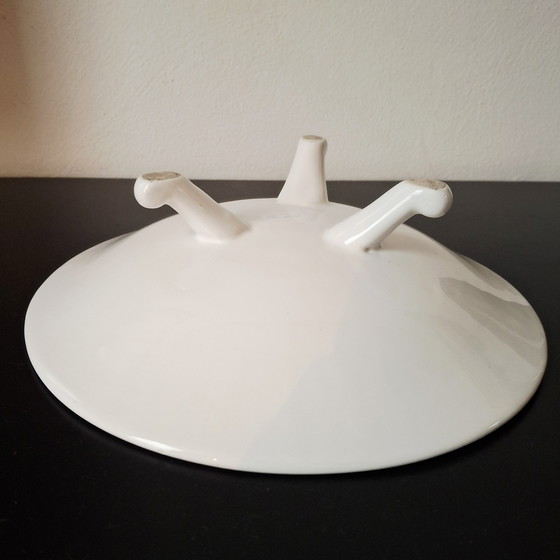 Image 1 of Vintage Delfts Wit Drielpoot Schaal met Spiraaldecor - 25 cm | Mid-Century Design