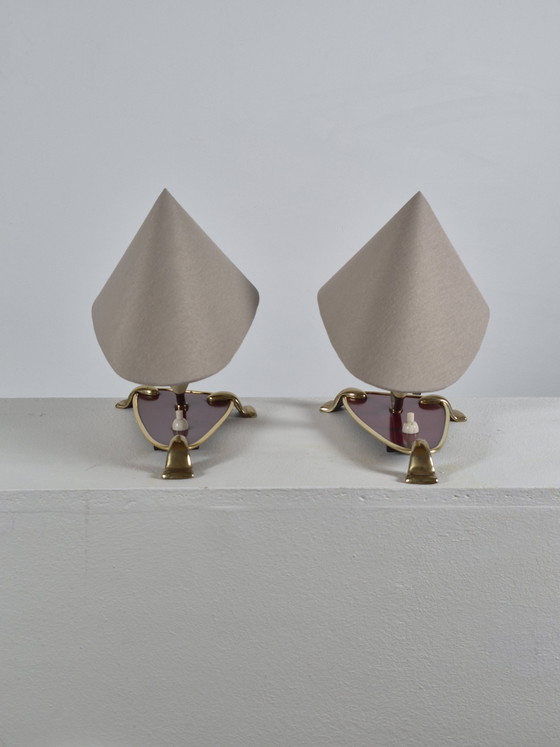 Image 1 of Pair of vintage mid century wall lamps bedside lamps brass 