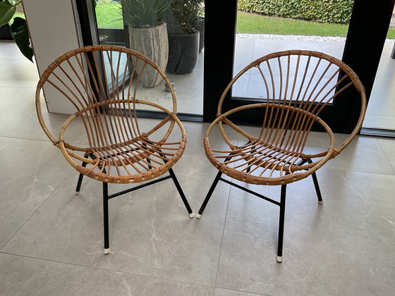 Image 1 of Rattan set by Rohé Noordwolde, 2 chairs + round or rectangular table.
