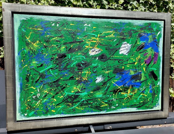 Image 1 of Andre van der Vossen - Abstrakte Komposition, Öl auf Leinwand (wunderschön gerahmt)