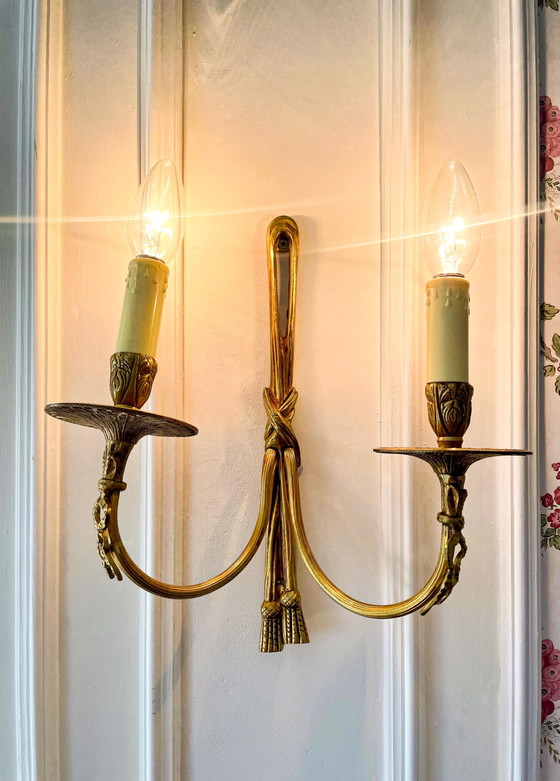 Applique da Parete Vintage Impero Francese in Ottone, 2 Luci, Neoclassico, Anni '50 – Brass (photo 2 of 5)