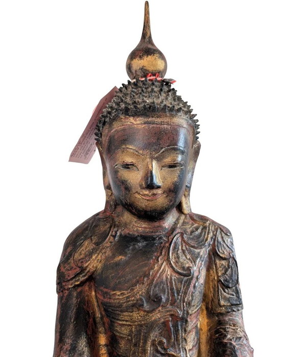 Pair of Antique Burmese Papier-Mâché Buddha Statues – Konbaung – c. 1750–1825 – Sculpture (photo 6 of 10)