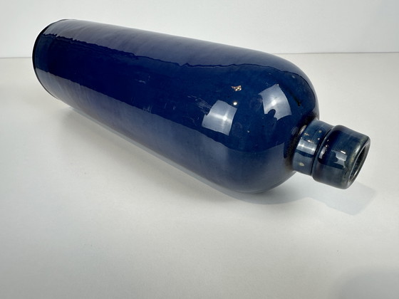 Image 1 of Soliflore à glaçure bleue - céramique