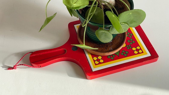 Image 1 of Vintage rode onderzetter