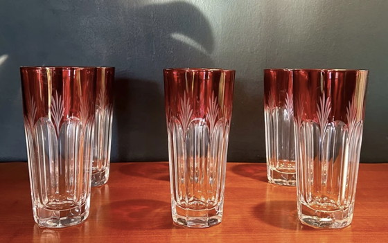 Image 1 of French Art Deco Cut Crystal Glasses