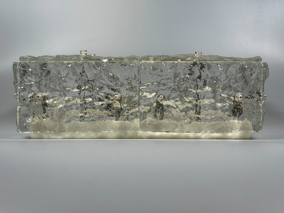 Image 1 of 60er 70er Jahre Ice Glas Plafoniere Flush Mount von Kalmar Franken KG Österreich