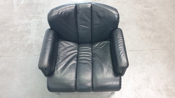 Image 1 of 3x Girsberger leren Eurochairs, Hans Eichenberger modulair vintage 70s lounge