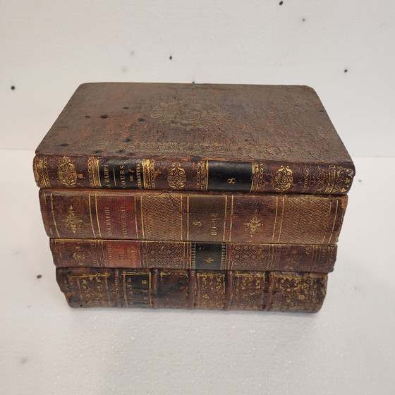 Image 1 of Decanter segreto, vetro tagliato, pelle goffrata, legno, FFS XIX - Francia