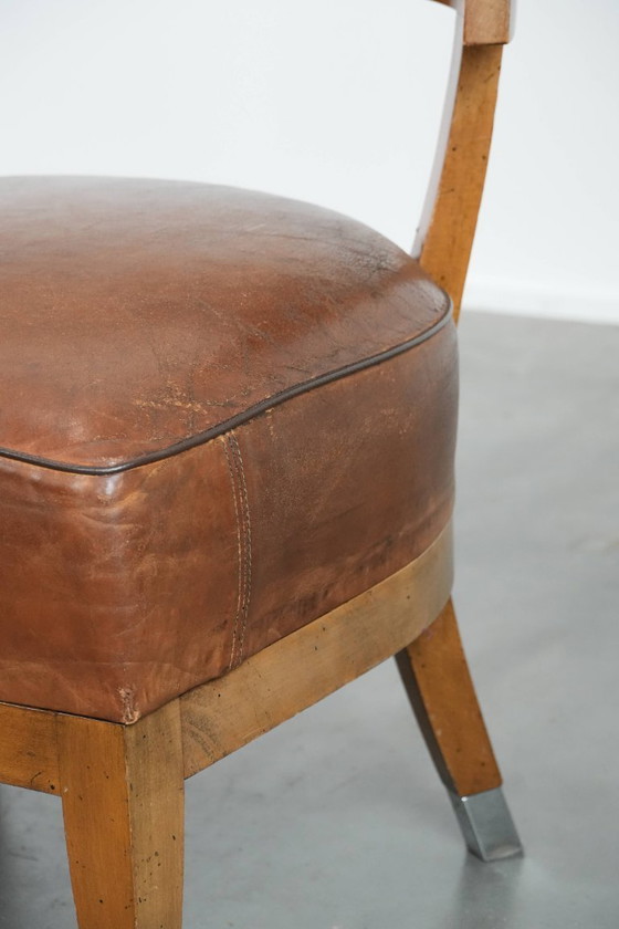 Image 1 of 4 x Poltrona/poltrona da cocktail dal design vintage realizzata in pelle di pecora