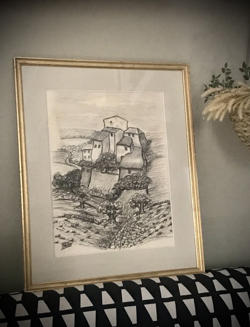 Charcoal drawing Pascal Maixent XXth century