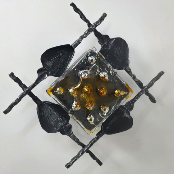 Image 1 of Wandlamp Brutalist jaren 60 Tom Ahlström & Ehrlich murano gietijzer mid century