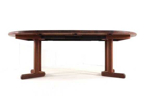 Image 1 of Tavolo da pranzo rotondo allungabile Dyrlund 2x vintage in teak massiccio