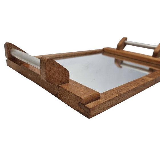 Image 1 of Frans Art Deco eiken dienblad met spiegel, jaren 30