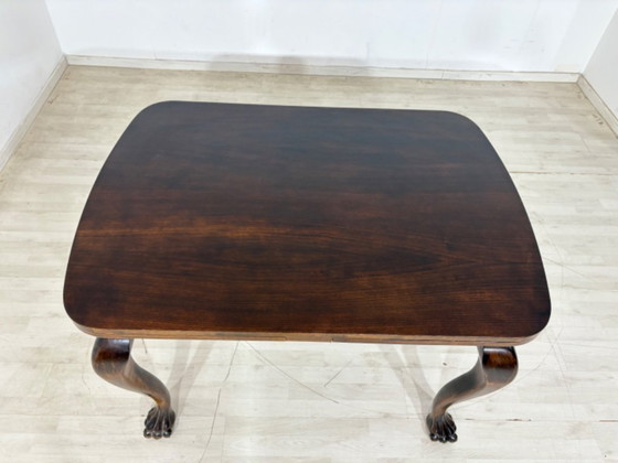 Image 1 of Magnificent Art Nouveau dining table, kitchen table, extendable table with eagle feet, circa 1920