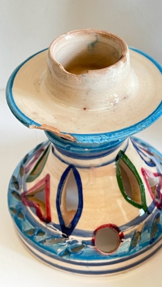 Image 1 of Joli ensemble de 3 BOUGEOIRS en Céramique et Grès Vintage, un trio Artisanale, Chic et Bohème, Poétique et aux matières Naturell