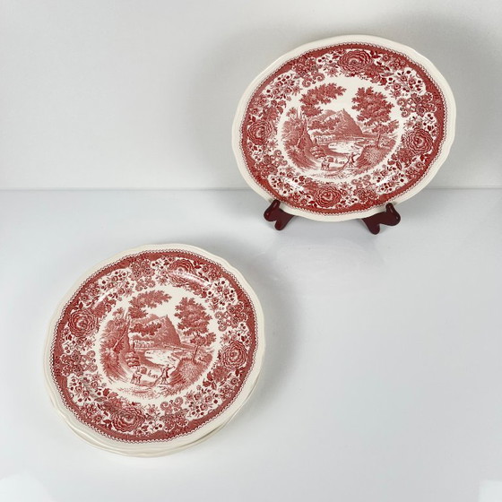 Image 1 of Set of 4 "Burgenland" dinner plates, Villeroy & Boch, red