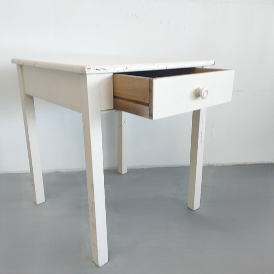 Image 1 of Set of 2 vintage Brocante side tables, plant table, coffee table, hallway cabinet with drawer