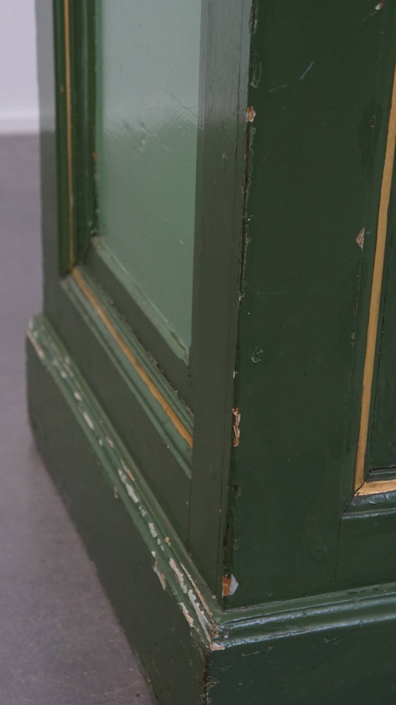 Image 1 of Antico bancone/comò verde della fine del XIX/inizio del XX secolo con piano in marmo