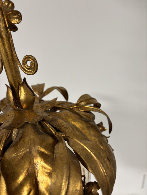 Image 1 of Lampada a sospensione placcata oro, a forma di campanelle di glicine. Disegnata da Banci Firenze negli anni '60.