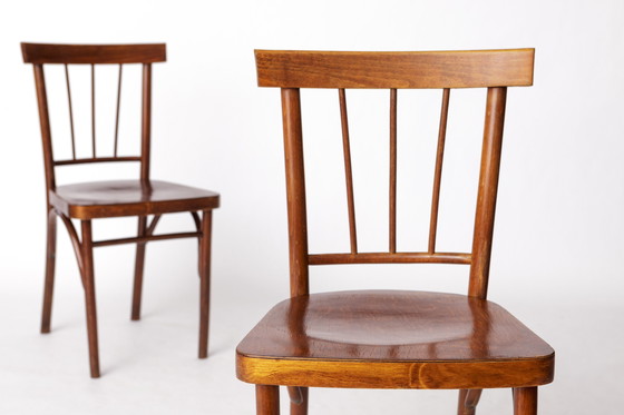 Image 1 of Pair of Soviet Beech Dining Chairs – 1978 Vintage, Refurbished Wood Frame