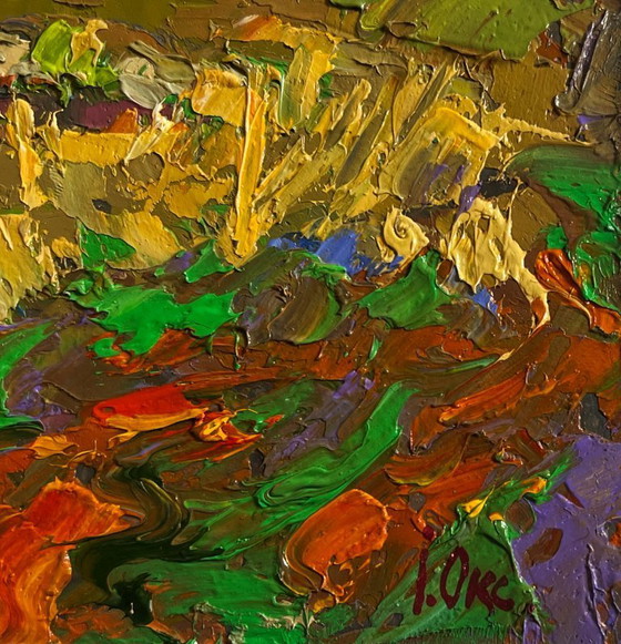 Image 1 of Originales Ölgemälde Abendlandschaft auf den Herbstwiesen