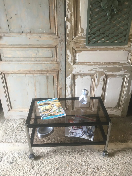 Metal coffee table with smoked glass. – Chrome, Vintage (photo 15 of 15)