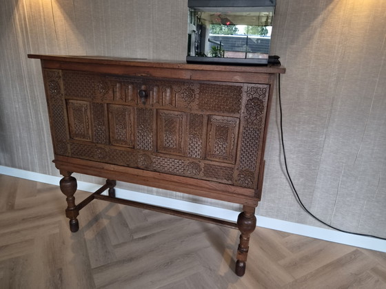 Antieke Deken Kist Uit 17e Eeuw Op Onderstel – Wandkast, Wood (photo 2 of 7)