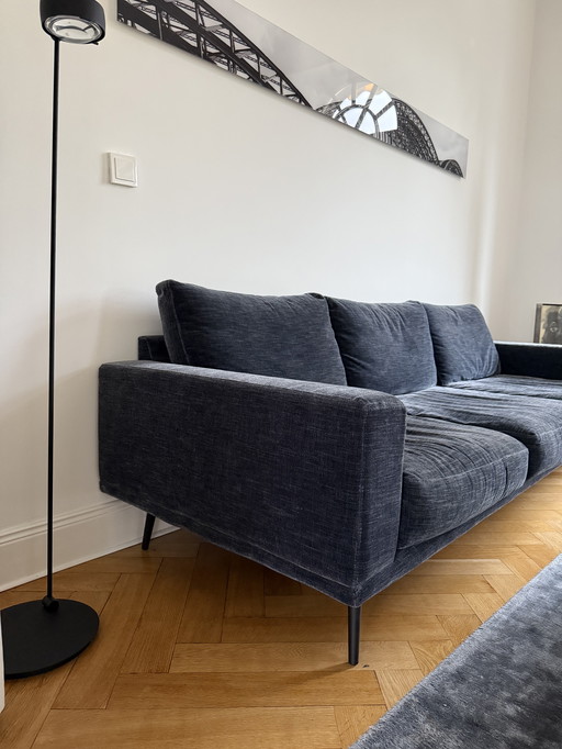 Boconcept Carlton bank & hocker in blauw - Zo goed als nieuw