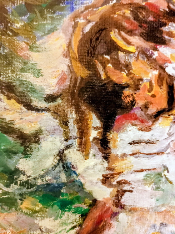 Image 1 of T. van Steenbergen "Beachgirl" 24 x 30 cm