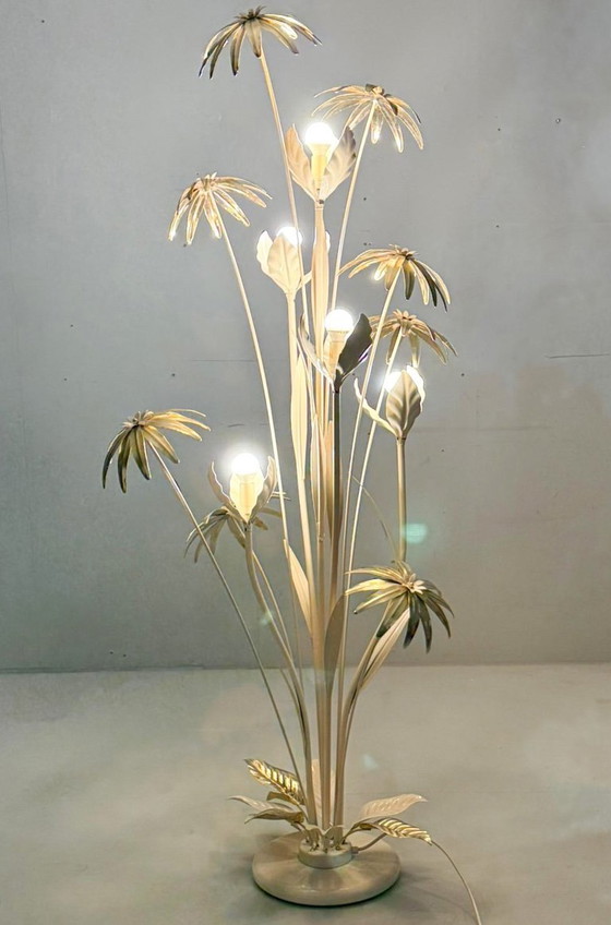 Image 1 of Lámpara de pie floral, estilo Hollywood Regency, años 70